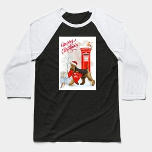 Airedale Terrier Merry Christmas Santa Dog Baseball T-Shirt